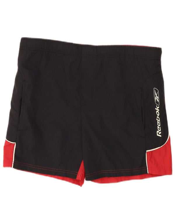 Reebok Bañador con estampado gráfico para hombre, nailon color block en negro pequeño