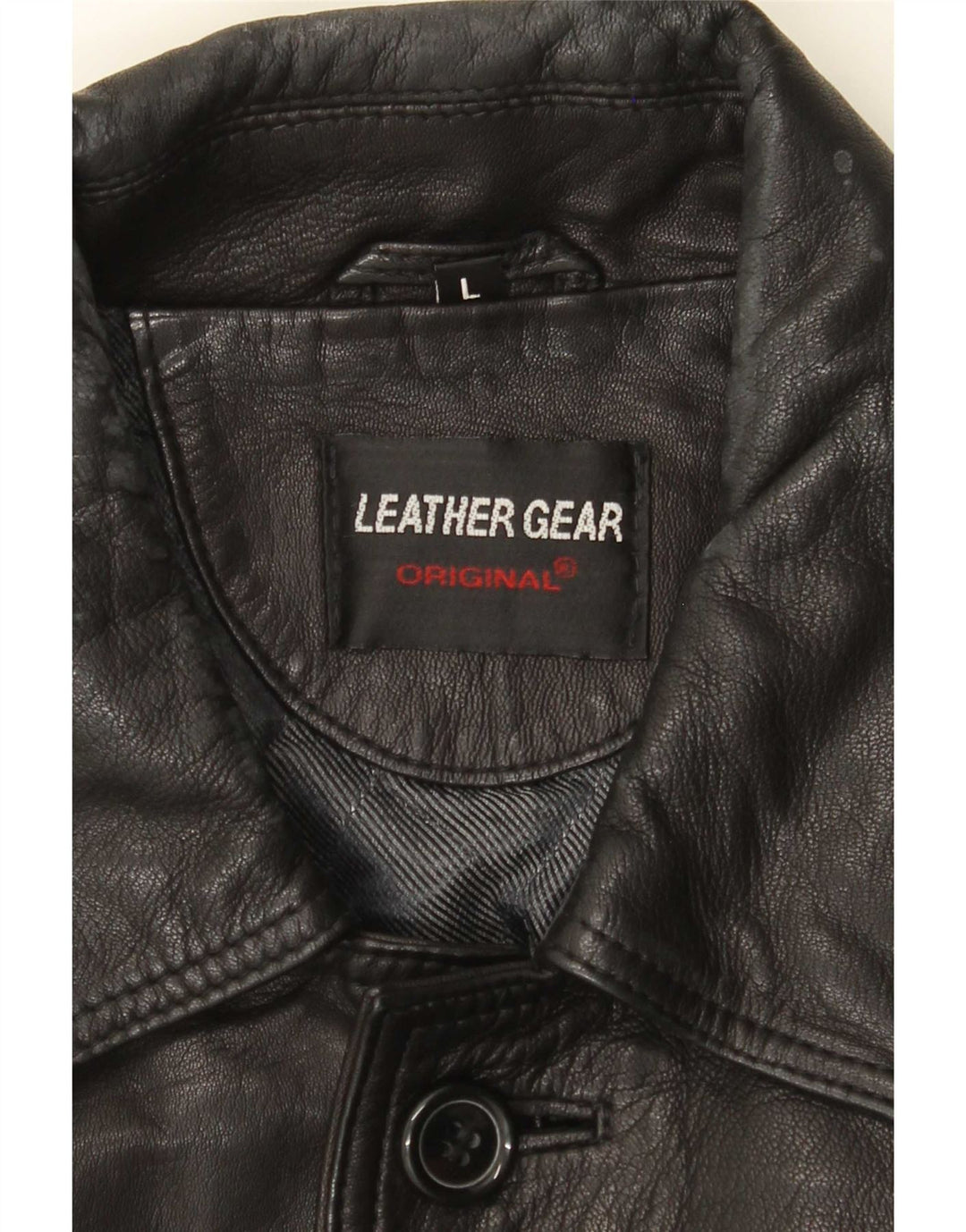 Vintage hombres chaqueta de cuero Reino Unido 40 grande negro