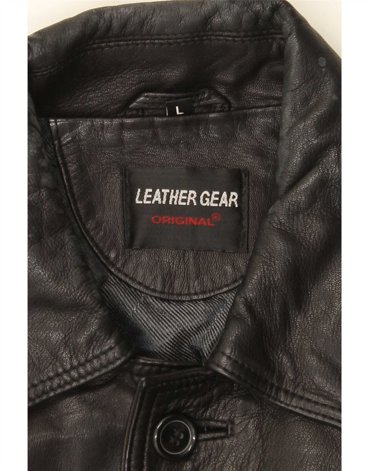 Vintage hombres chaqueta de cuero Reino Unido 40 grande negro