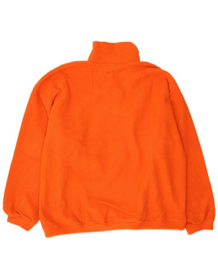 Vintage hombres botón cuello polar jumper XL naranja poliéster