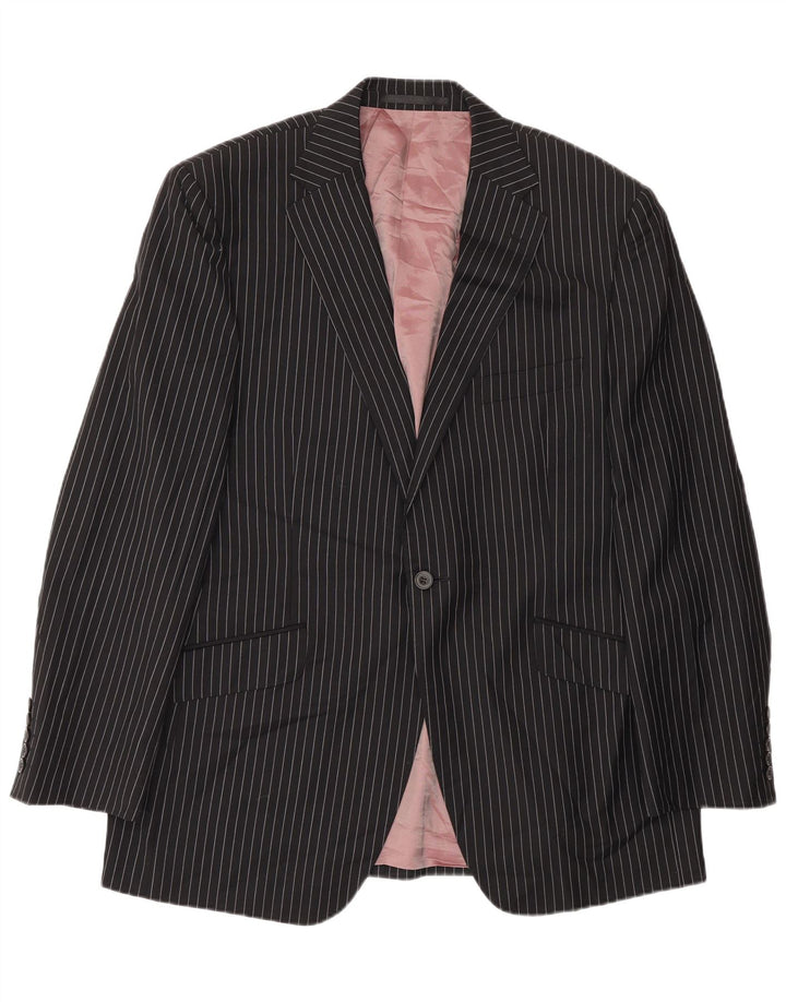 Marks & Spencer Chaqueta tipo blazer con 1 botón para hombre UK 38 Medium Black Pinstripe