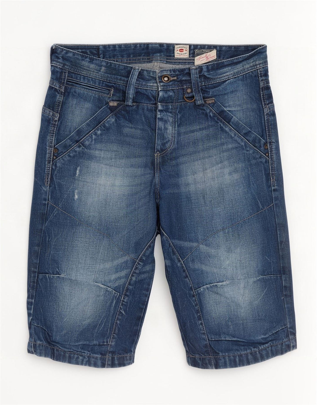 Jack & Jones Hombre Shorts De Mezclilla Desgastados Medio W32 Algodón Azul