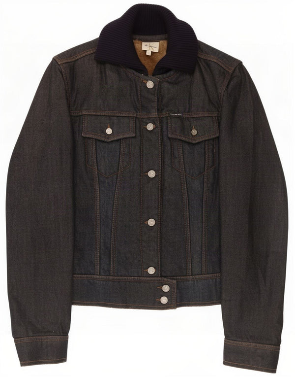Calvin Klein Chaqueta Sherpa Vaquera para Mujer UK 14 Mediana Azul Marino Algodón