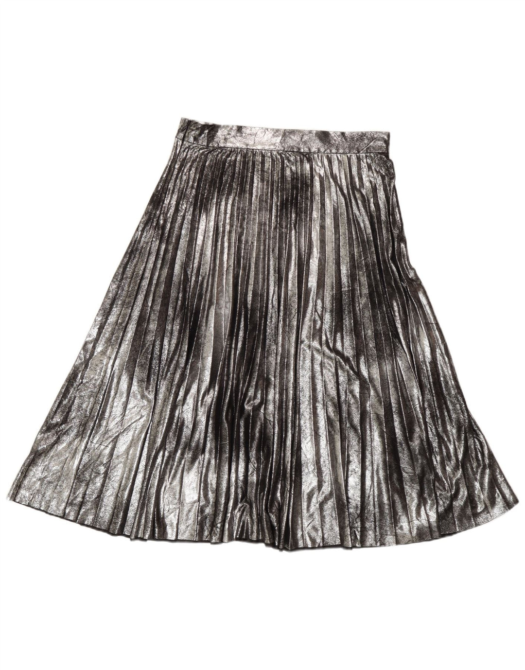 Zara Mujer Falda Plisada Knife Mediana W28 Plata
