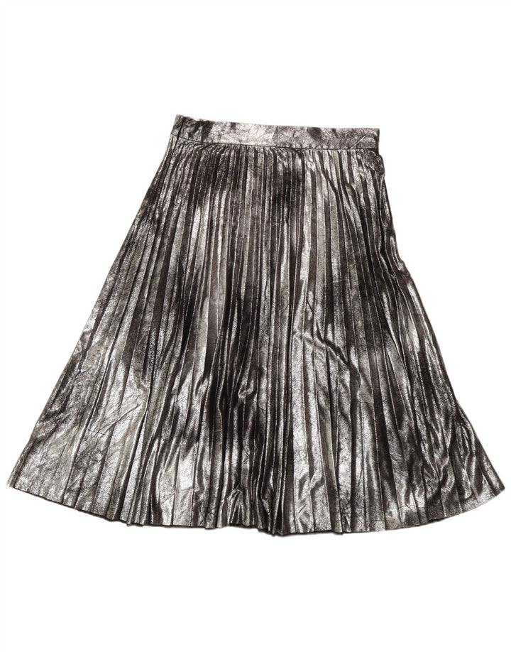 Zara Mujer Falda Plisada Knife Mediana W28 Plata