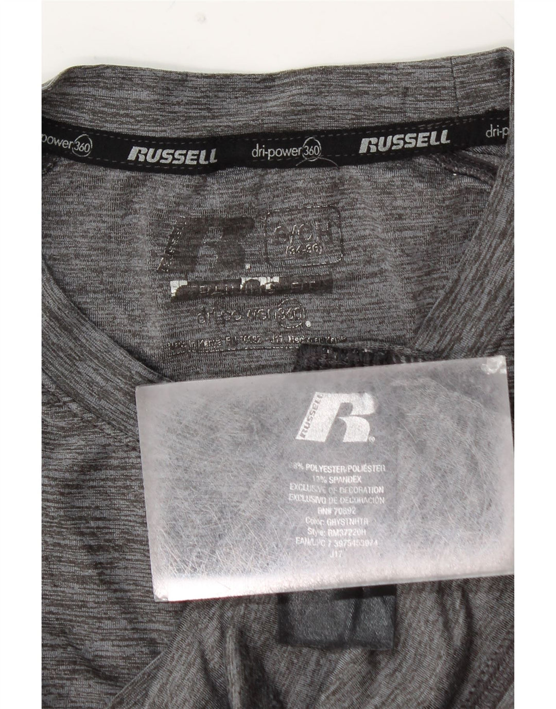 RUSSELL ATHLETIC Camiseta Dri-Power de manga larga para hombre pequeña gris moteada