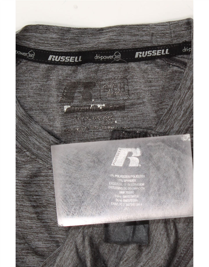 RUSSELL ATHLETIC Camiseta Dri-Power de manga larga para hombre pequeña gris moteada