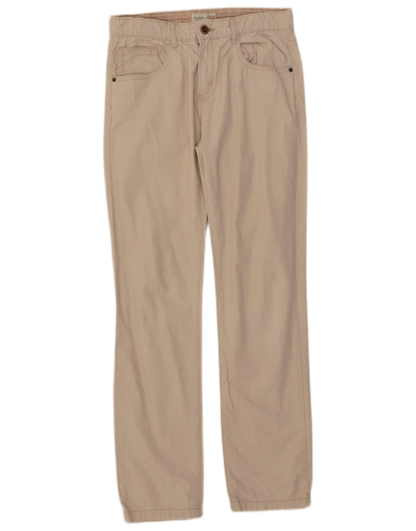 Zara Pantalón Casual Recto Niño 13-14 Años W28 L29 Algodón Beige