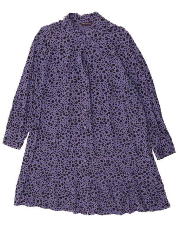 Marks & Spencer Vestido camisero para mujer UK 44 Viscosa con estampado animal azul grande