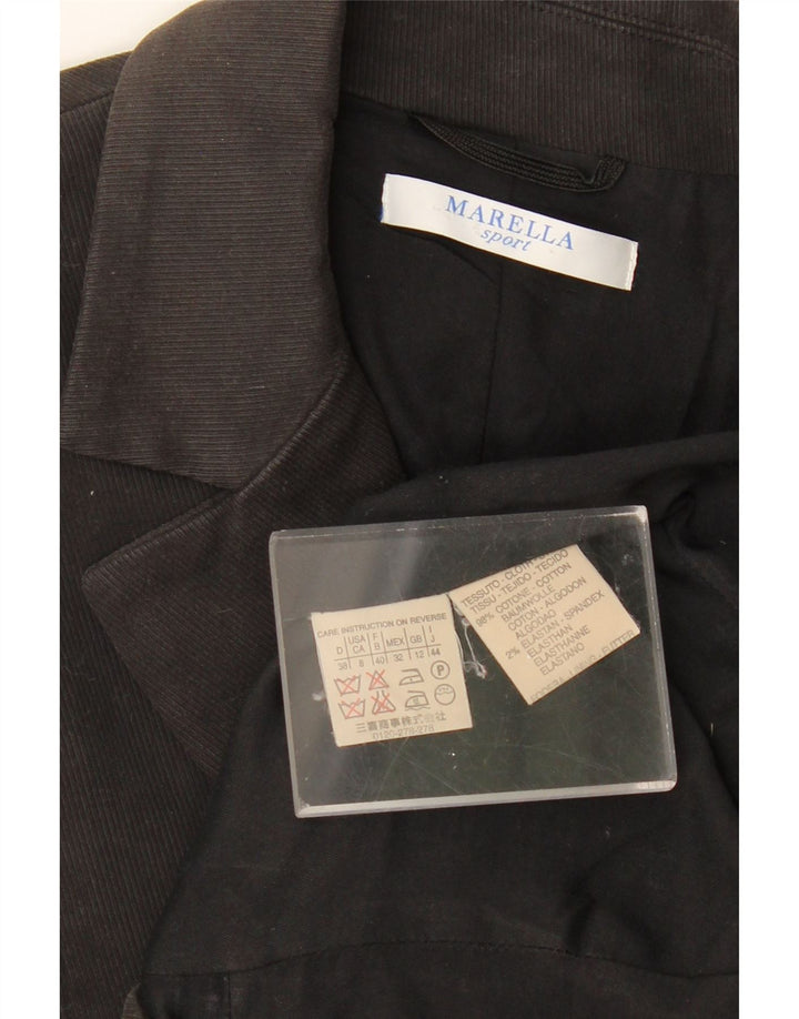 MARELLA Chaqueta tipo blazer con 1 botón para mujer UK 40 Mediana Algodón negro