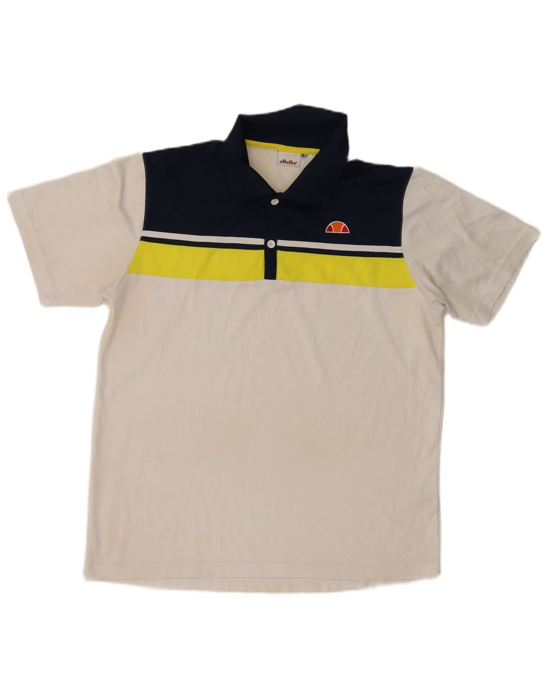 ELLESSE Polo para hombre grande blanco color block poliéster