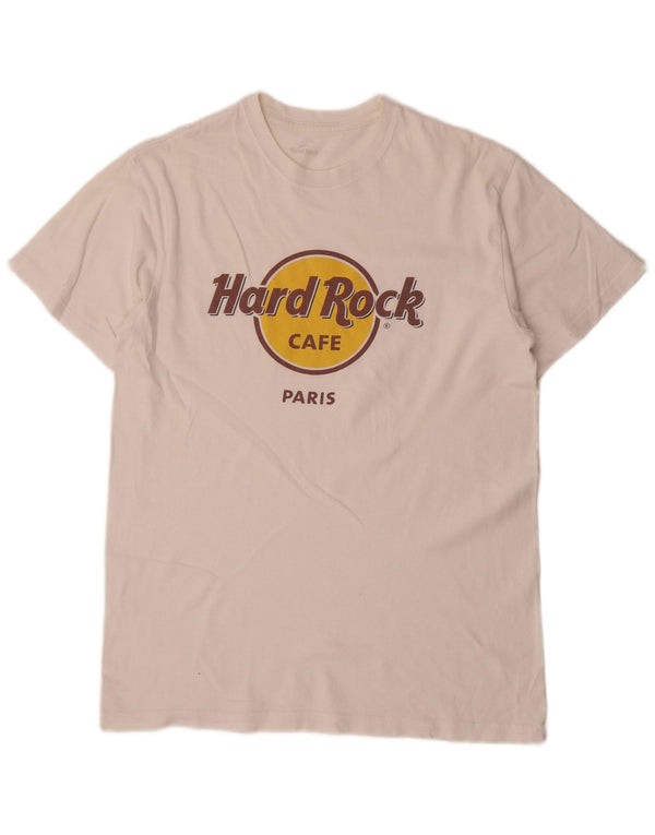 Hard Rock Cafe Mens Paris Graphic Camiseta Top Mediano Blanco
