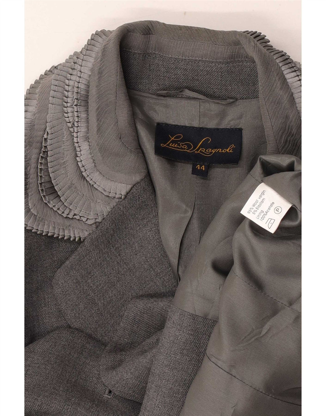 Luisa Spagnoli Chaqueta Blazer para Mujer IT 44 Gris Medio Colorblock Clásico