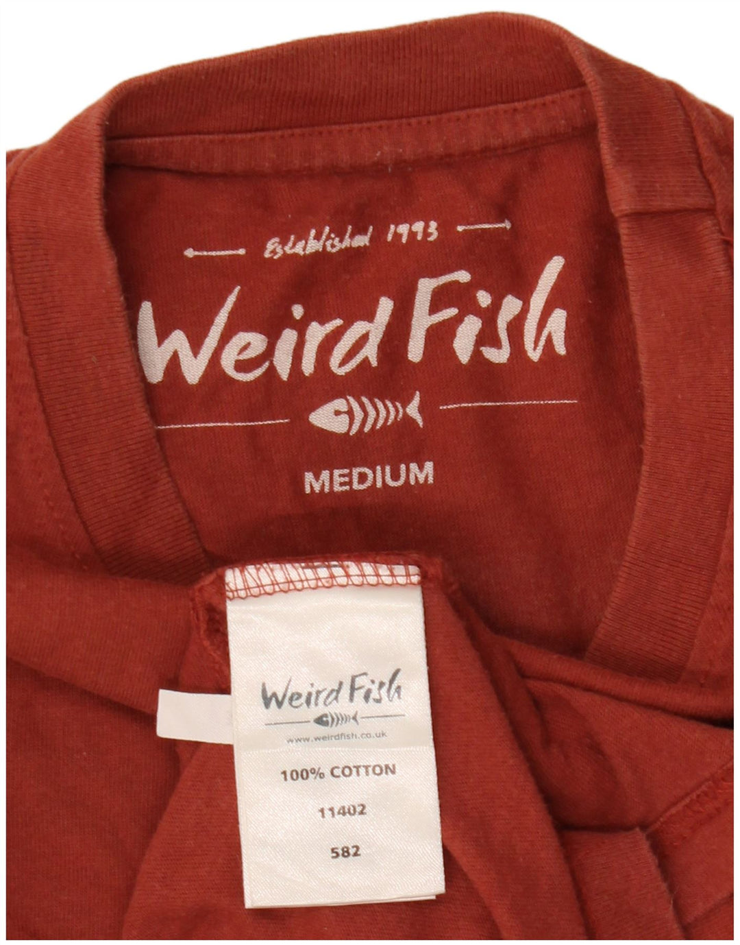 Weird Fish Camiseta gráfica para hombre Top Algodón granate mediano