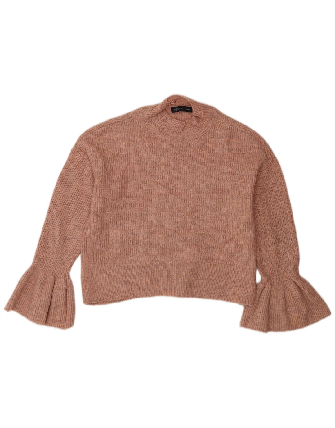 Marks & Spencer suéter corto con cuello de tortuga para mujer, talla 40, color rosa medio