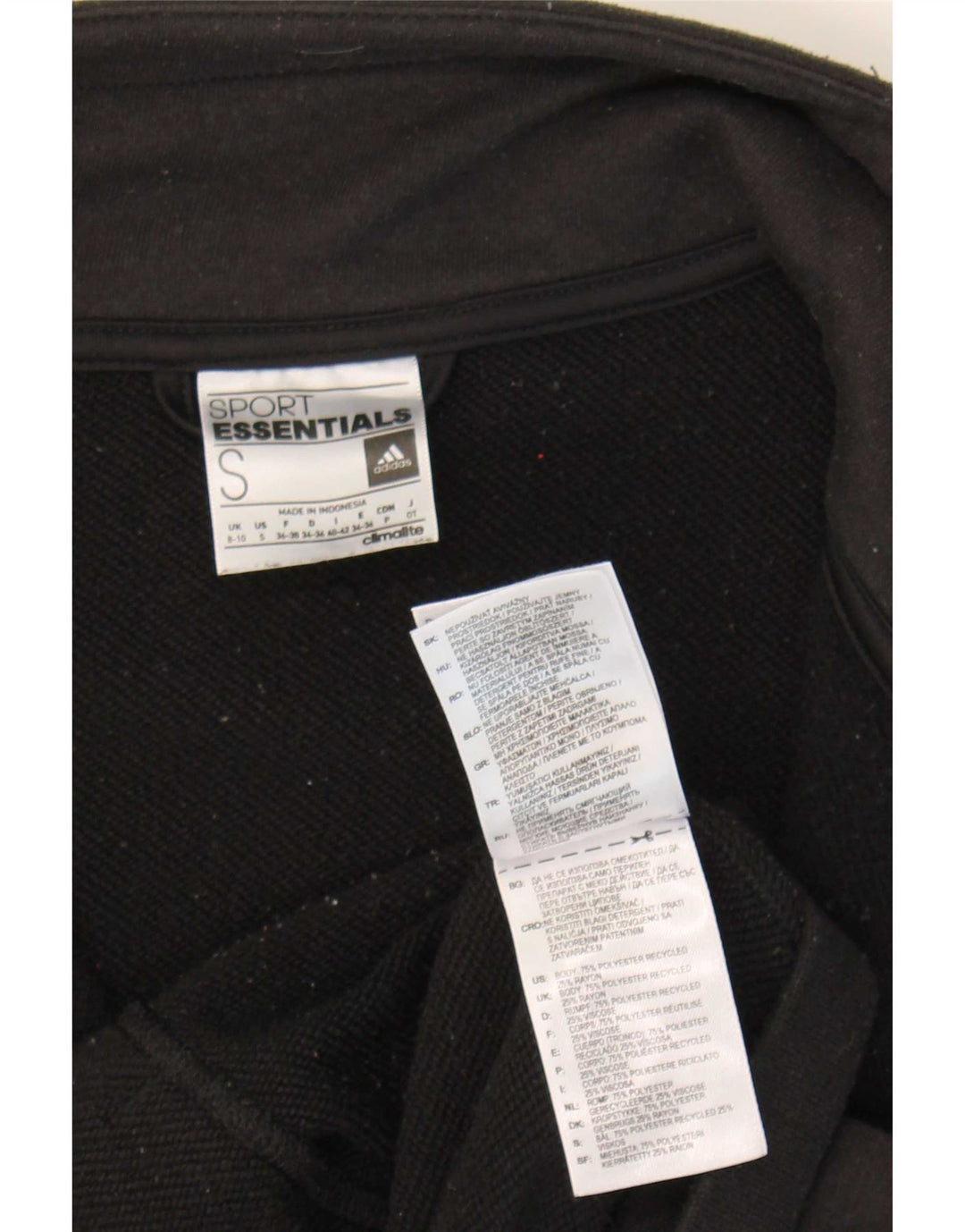 Adidas Mujer Climalite Chándal Top Chaqueta Reino Unido 8/10 Pequeño Negro Poliéster