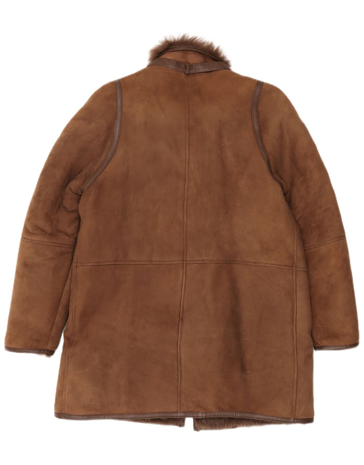 Vintage mujer shearling abrigo EU 42 XL Marrón