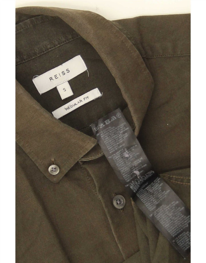 Camisa Reiss Regular Fit De Algodón Caqui Pequeño