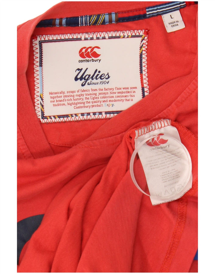 CANTERBURY Camiseta gráfica para hombre Top grande de algodón rojo