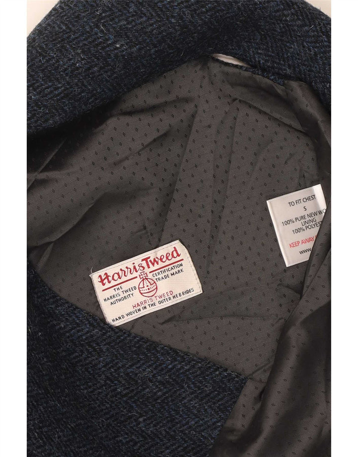 Harris Tweed Chaleco para hombre Lana nueva en espiga azul pequeña