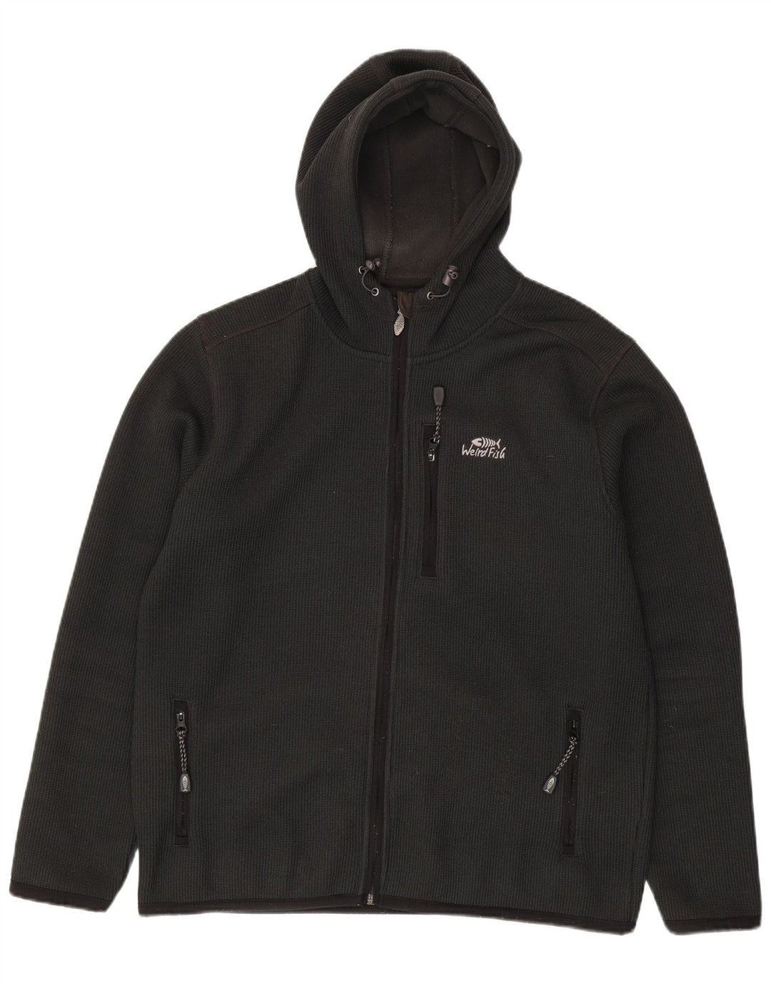 Weird Fish Suéter con capucha y cremallera para hombre Poliéster gris grande