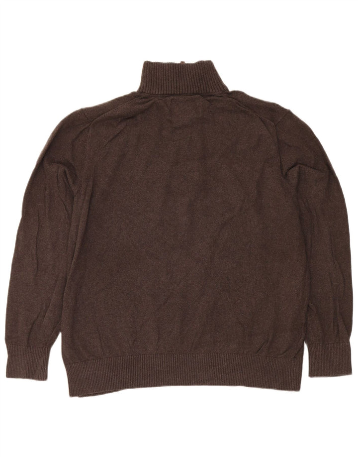 Eddie Bauer - Jersey para hombre con cuello y cremallera, talla XL, algodón marrón