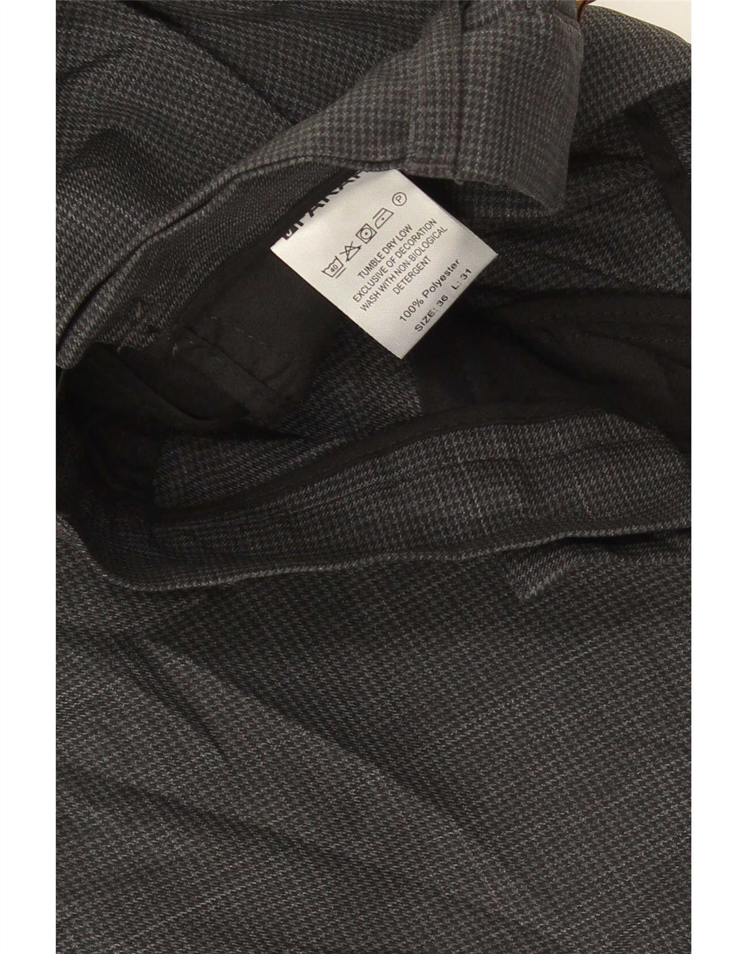 Pantalones de traje rectos para hombre Farah W36 L31 Poliéster de pata de gallo gris