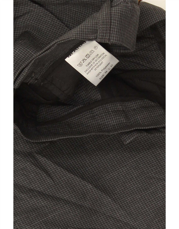 Pantalones de traje rectos para hombre Farah W36 L31 Poliéster de pata de gallo gris