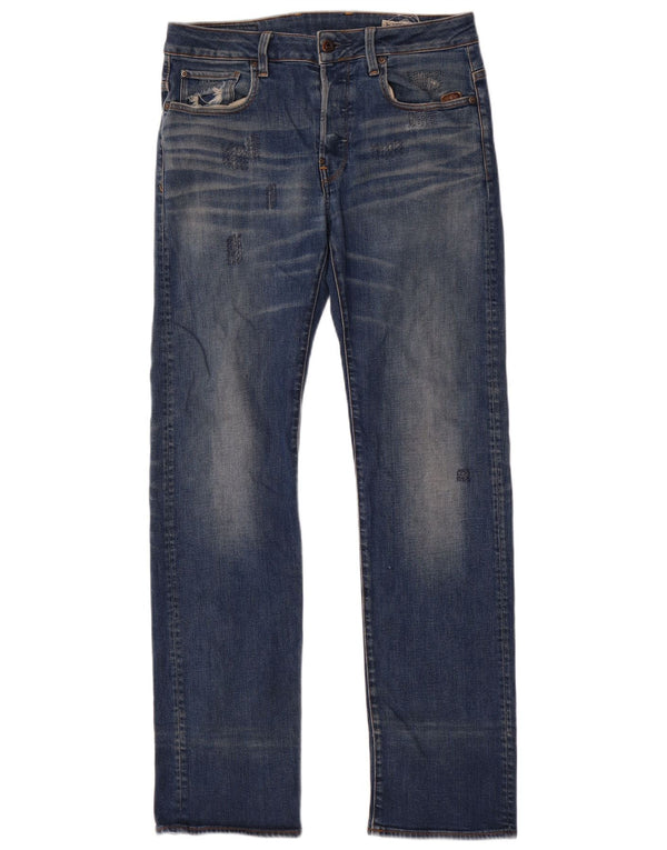 Vaqueros rectos desgastados para hombre G-Star W30 L34 Algodón azul
