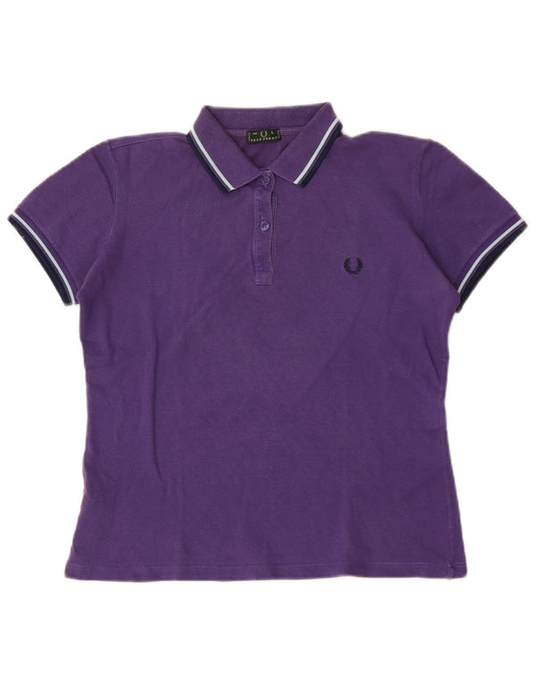Fred Perry Polo para Mujer UK 46 Grande Algodón Púrpura
