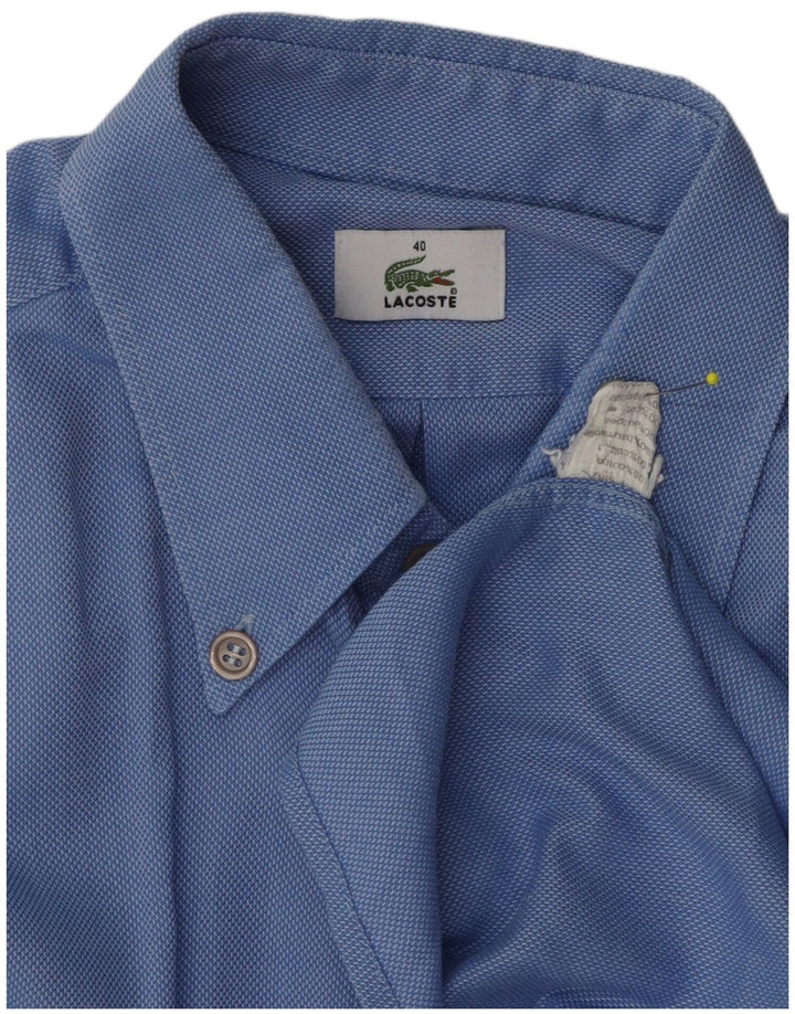 Camisa Lacoste Hombre Manga Corta Talla 40 Algodón Azul Medio