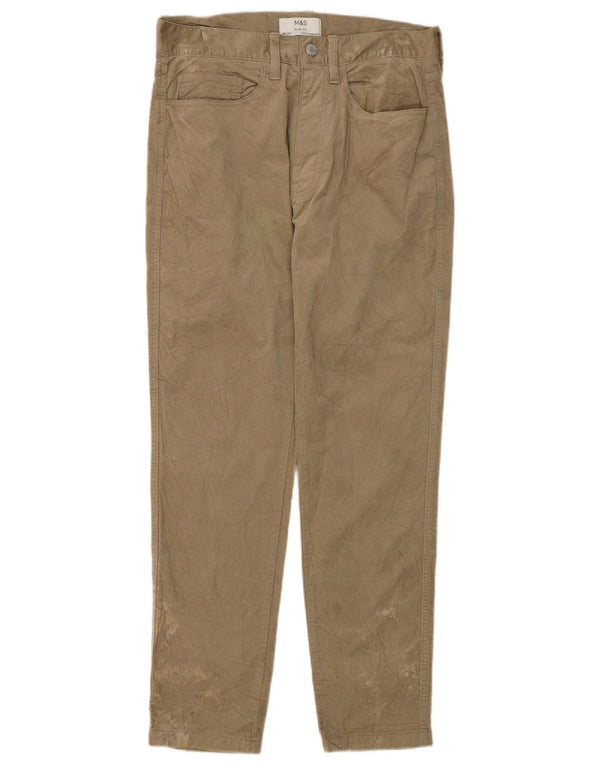 Marks & Spencer Pantalones informales ajustados para mujer W30 L29 Algodón beige