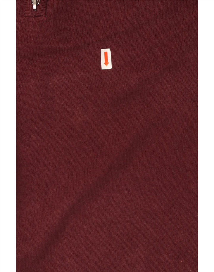 IZOD Jersey con cuello y cremallera para hombre, color granate mediano