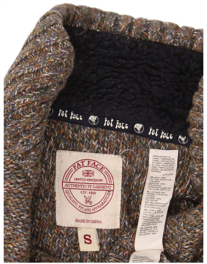 Jersey de hombre con cuello abotonado de Fat Face Pequeño de algodón moteado en verde