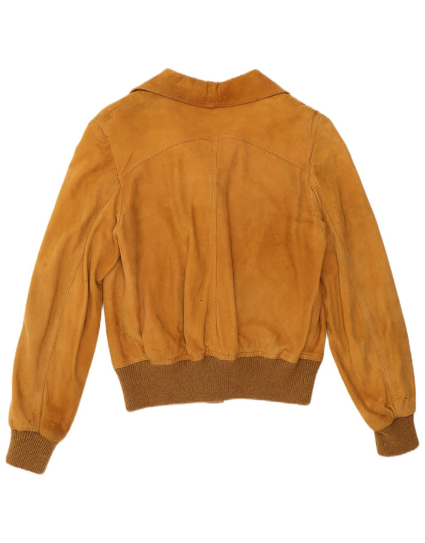 Vintage mujer ante bomber chaqueta IT 44 marrón medio retro