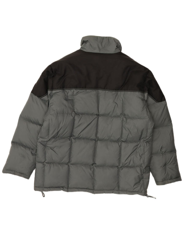 Vintage hombres suelta ajuste chaqueta acolchada Reino Unido 38 gris medio colorblock nylon