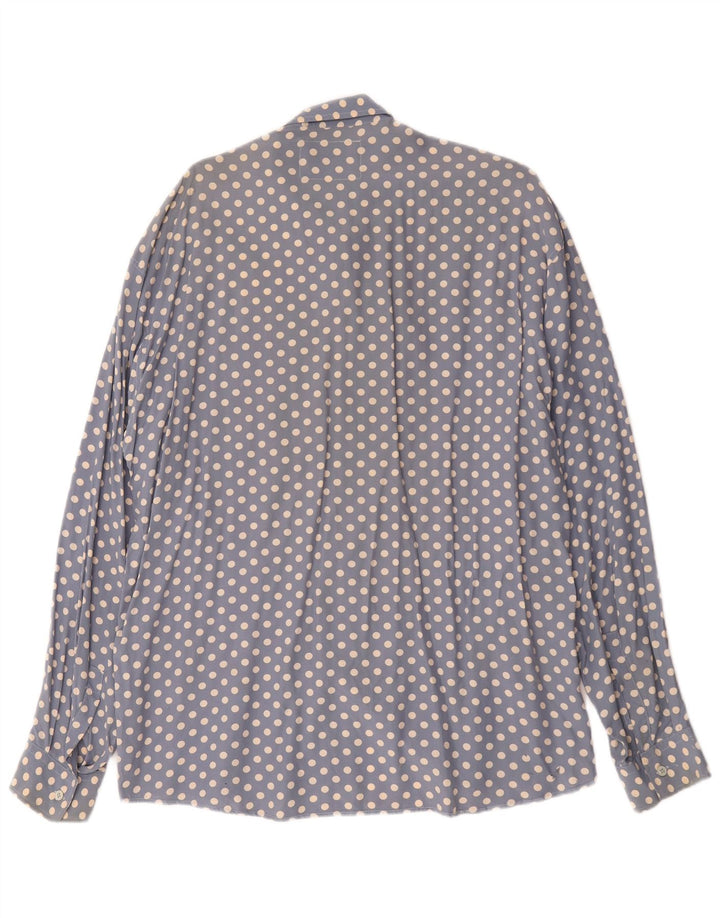 Camisa Vintage Hombre XL Viscosa Lunares Azules