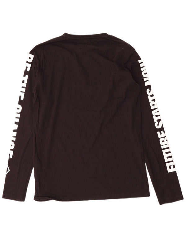 Replay Camiseta gráfica para hombre de manga larga de algodón negro grande
