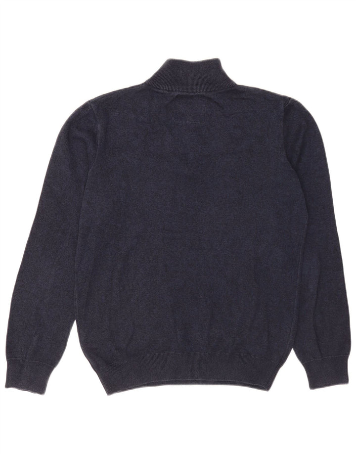 Superdry Jersey con cuello y cremallera para hombre, jersey de algodón azul marino mediano