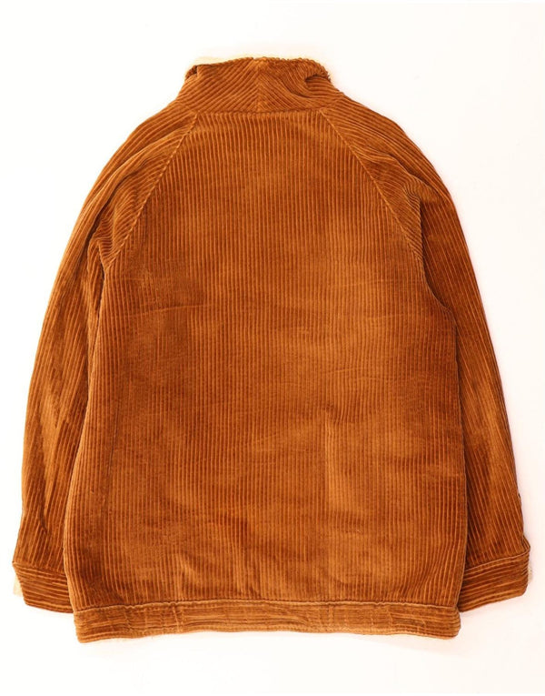 Vintage hombres Sherpa Corduroy chaqueta Reino Unido 42 XL marrón colorblock algodón