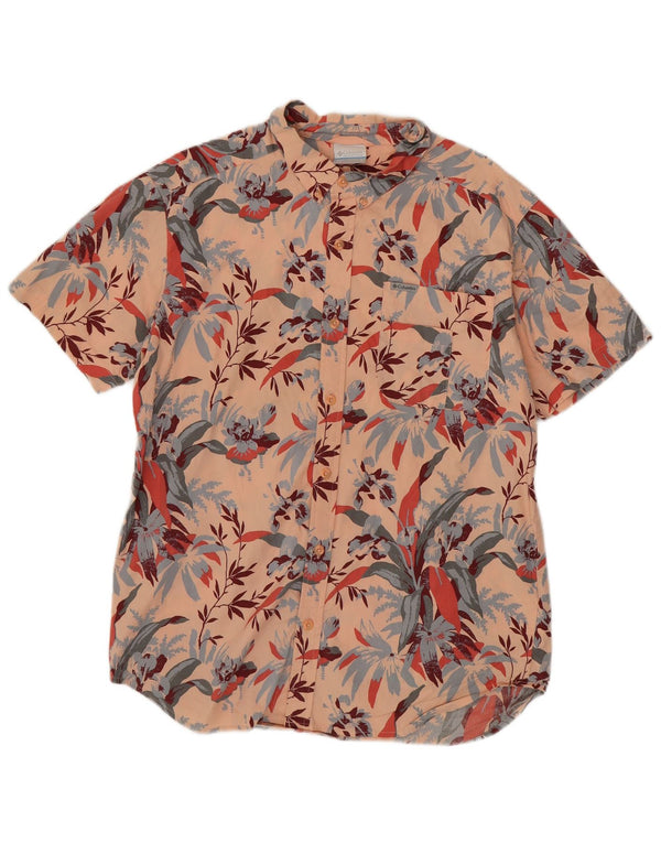Columbia Camisa De Manga Corta De Algodón Floral Rosa Medio Hombre