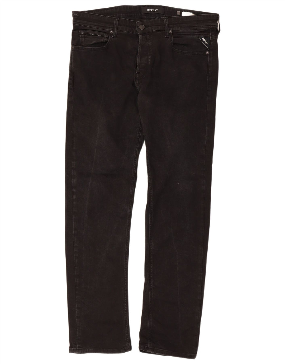 REPLAY Vaqueros rectos Grover para hombre W34 L32 Algodón negro