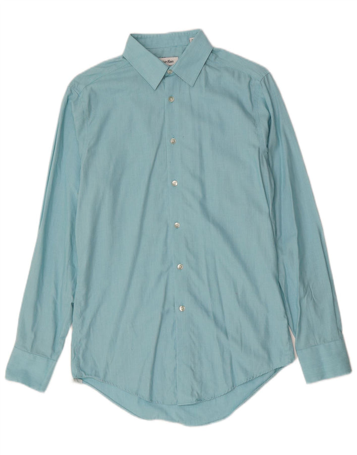 CALVIN KLEIN Camisa ajustada para hombre talla 14 1/2 pequeña azul