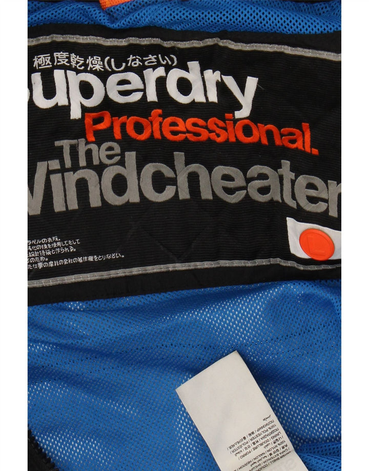 SUPERDRY Chaqueta impermeable The Windcheater para hombre, talla 40, nailon negro grande