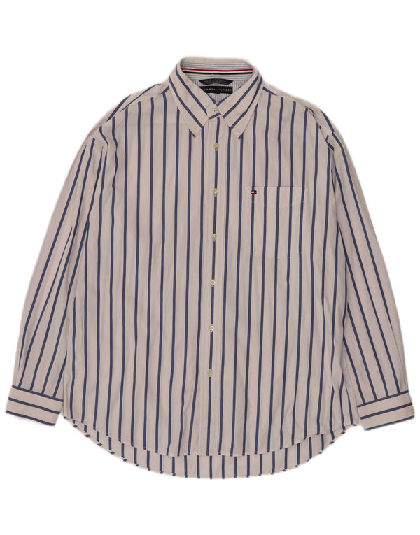 Camisa Tommy Hilfiger de corte regular para hombre de algodón a rayas blancas grandes