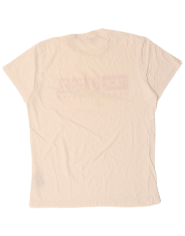 Diesel Hombre Camiseta Gráfica Top Grande De Algodón Blanco Roto