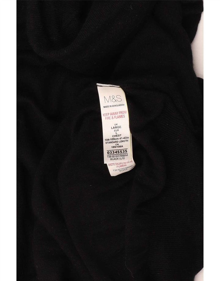 Marks & Spencer Jersey con cuello vuelto para hombre, talla grande, algodón negro