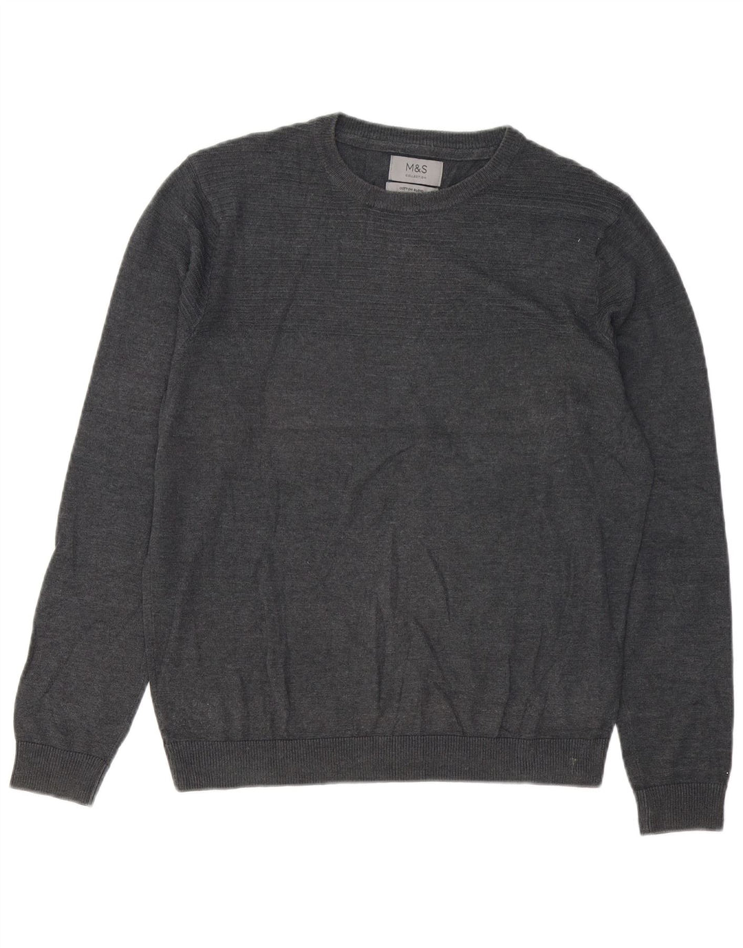 Marks & Spencer Jersey de cuello redondo para hombre de algodón gris medio