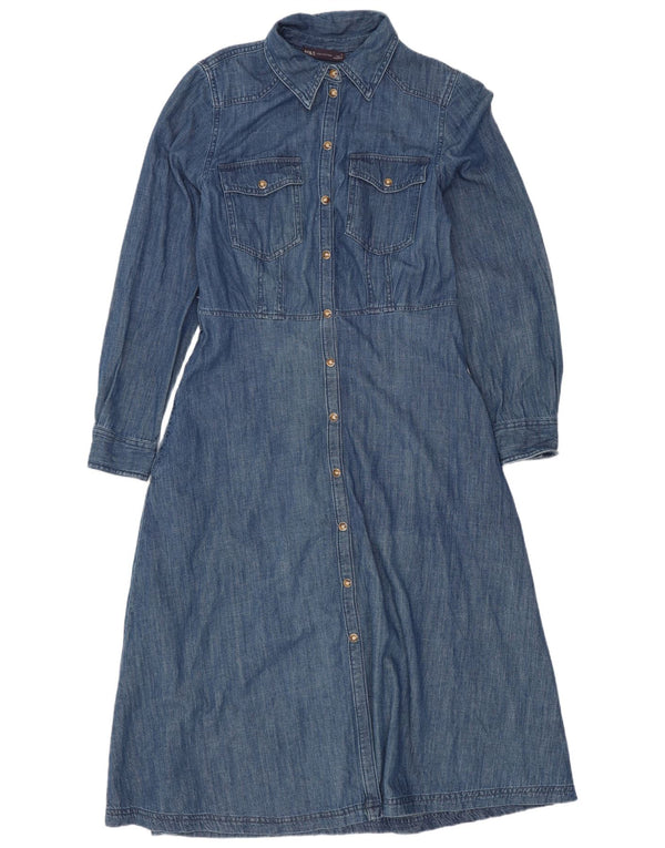 Marks & Spencer Vestido camisero vaquero para mujer UK 10 Small Blue Cotton