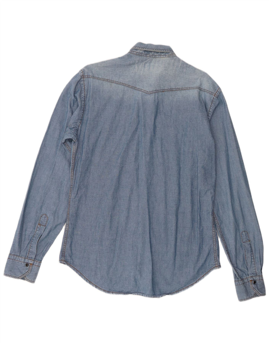 Zara Hombre Camisa Vaquera Slim Fit Algodón Azul Grande